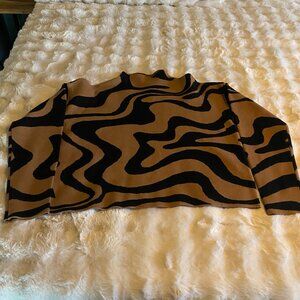 Brown & Black Mock Turtleneck Sweater by Christian Siriano